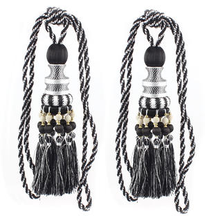 Unique Bargains 2pcs Beaded Window Curtain Tassel Fringe