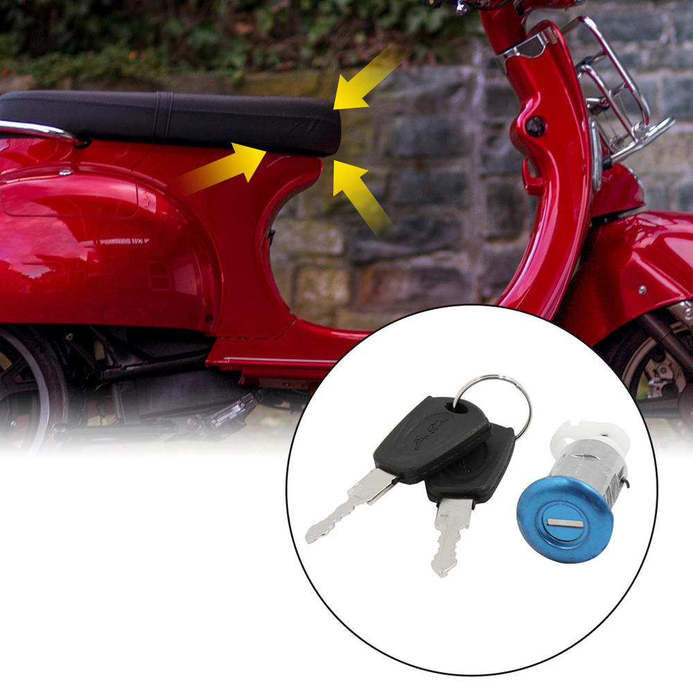 Unique Bargains Cylinder Security Sitting Seat Lock w 2 Keys Set for Motorcycle Scooter