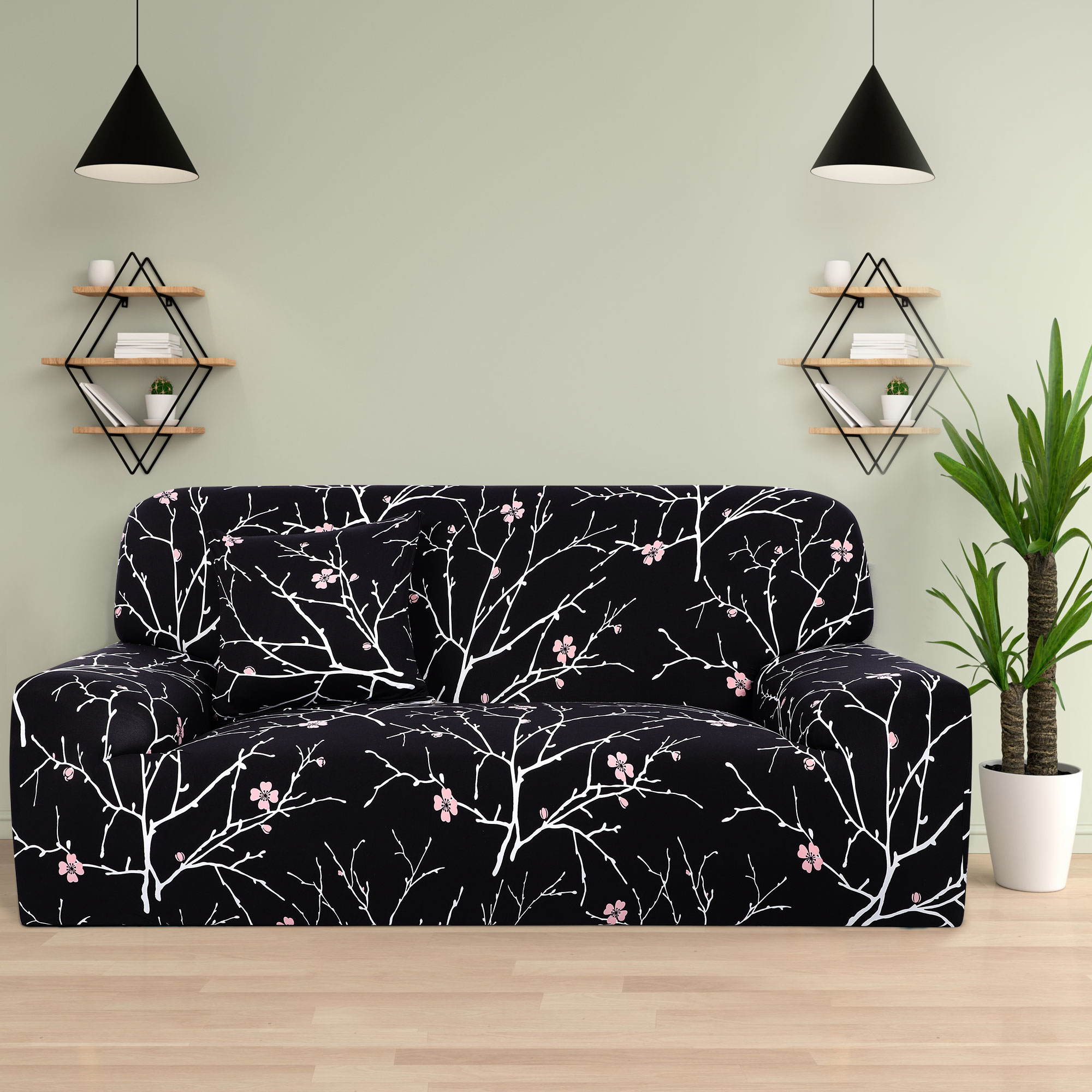 Unique Bargains Plum Blossom Pattern L Shaped Stretch Sofa Covers Unique Bargains Plum Blossom Pattern L Shaped Stretch Sofa Covers Couch For 1 2 3 Seater Black