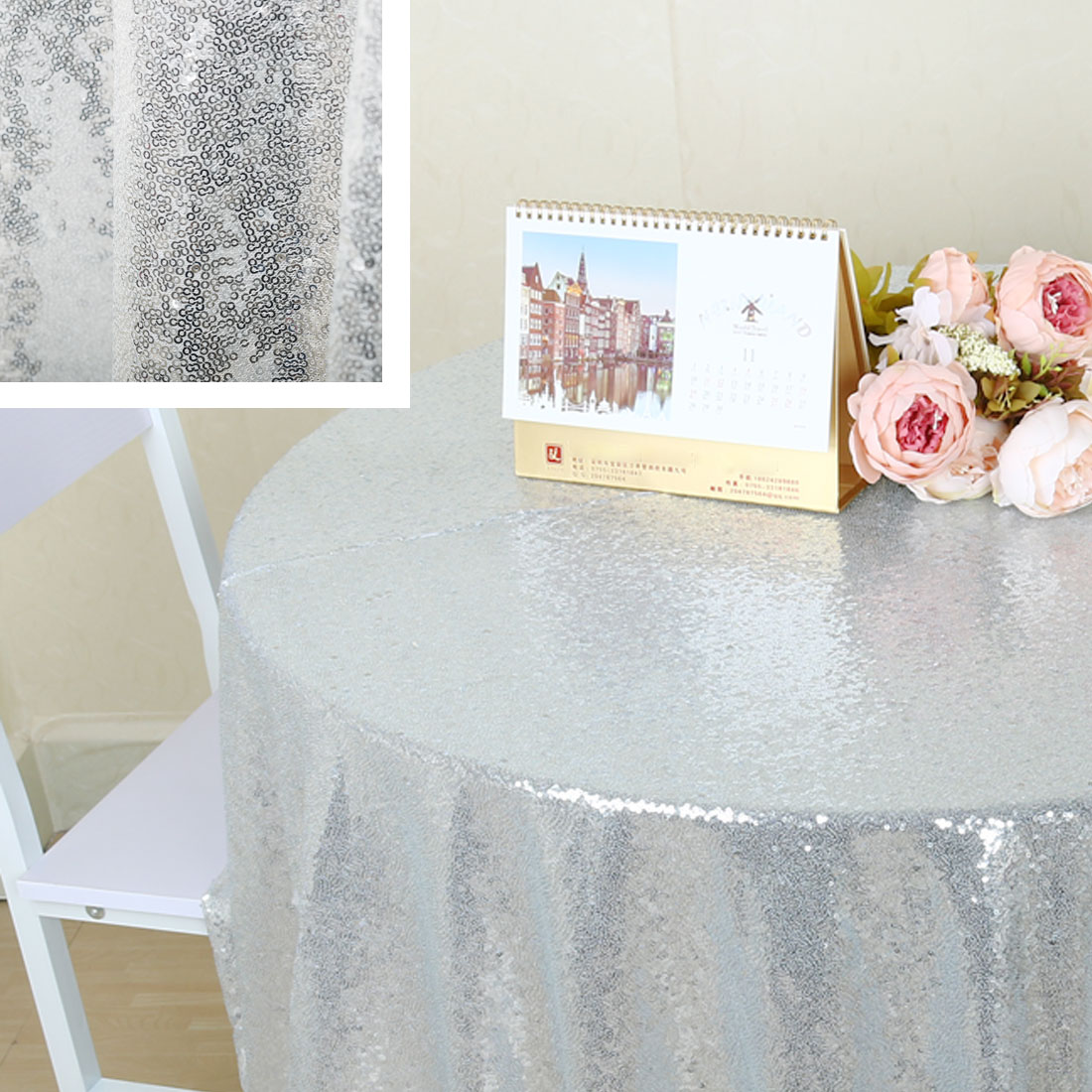 Unique Bargains Sparkle Sequin Tablecloth Table Cloth Cover