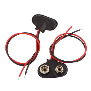 Unique Bargains 10pcs 2 Wire Soft Faux Leather T Type 9v 9 Volt Battery Clip Connector