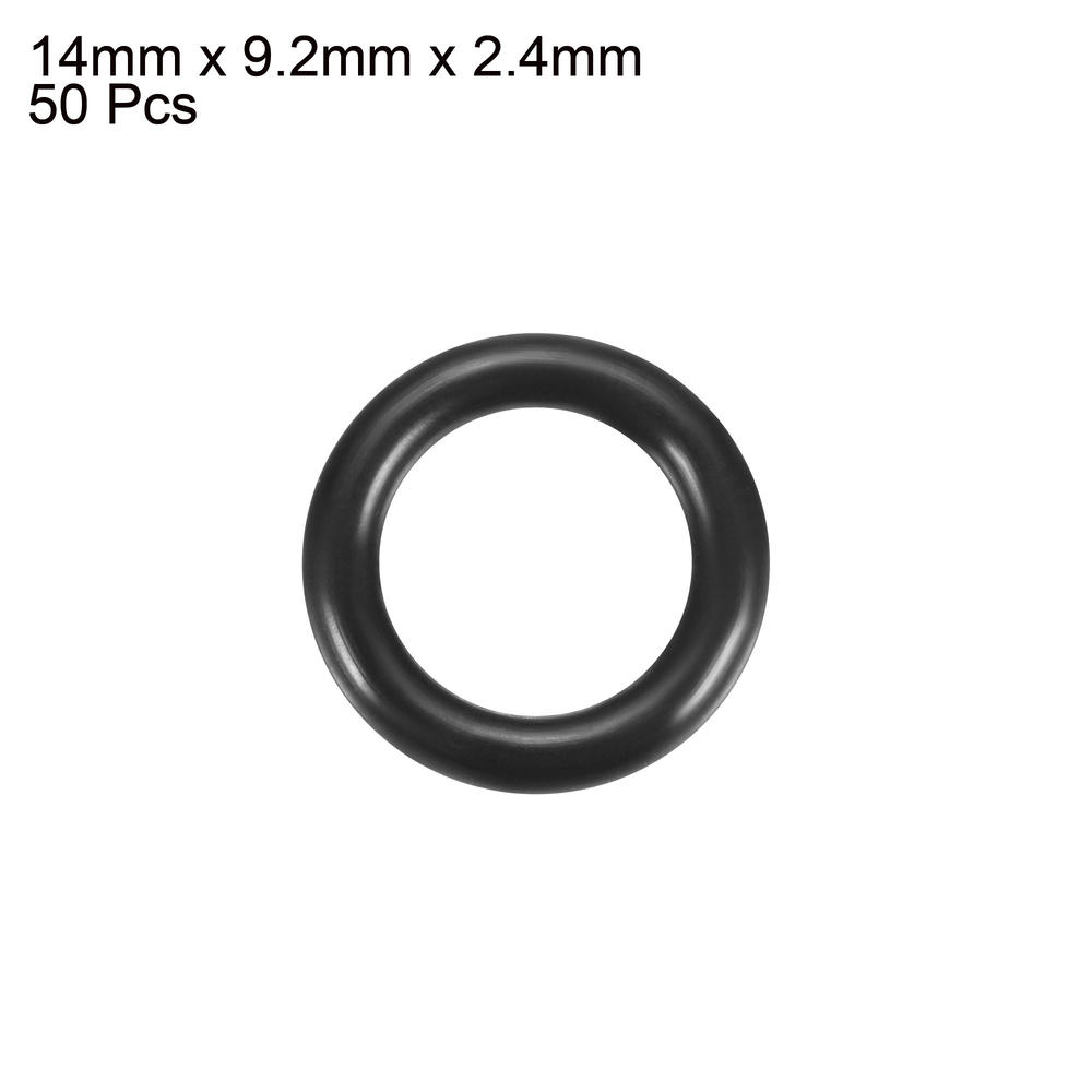 Unique Bargains 50Pcs 14mm x 2.4mm Black Flexible Nitrile Rubber O Ring Oil Seal Washer Grommets