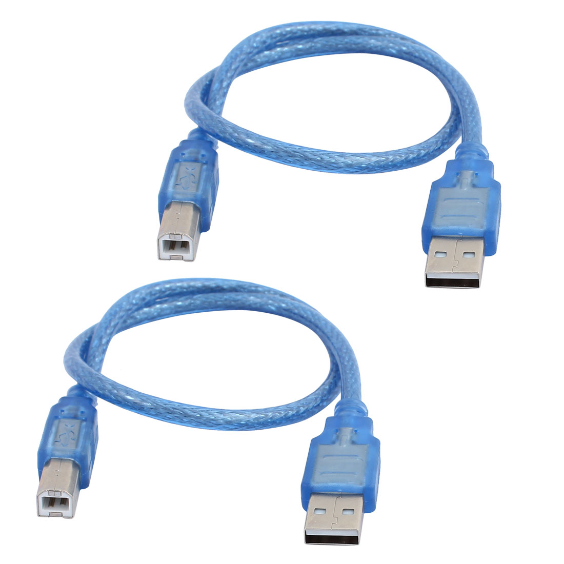 Unique Bargains 2 Pcs Blue USB 2.0 A Male to B Male m/m Flat Printer Cable Cord 50cm Length