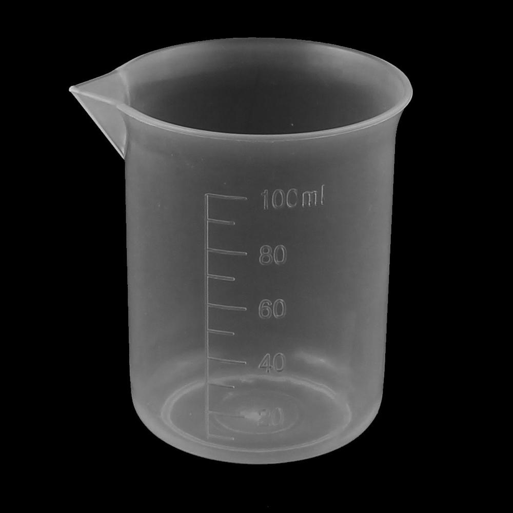 Unique Bargains 2 Pcs 100mL Plastic Science Experiment Measuring Graduated Beaker Cup 6.3cm Dia