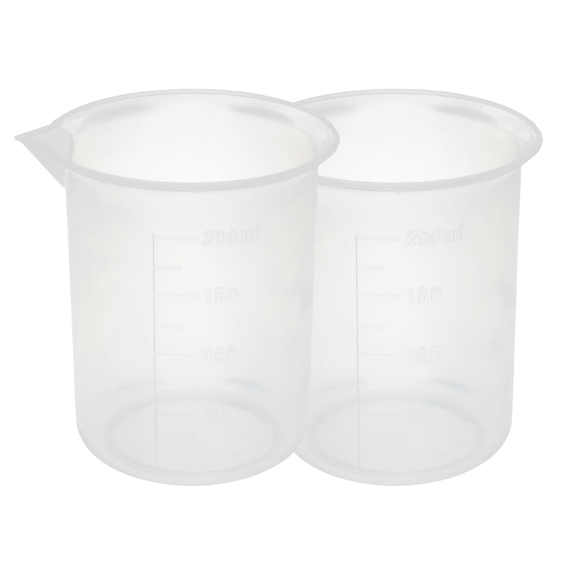 Unique Bargains Kitchen Lab 200mL Plastic Measuring Cup Jug Pour Spout Container 2pcs