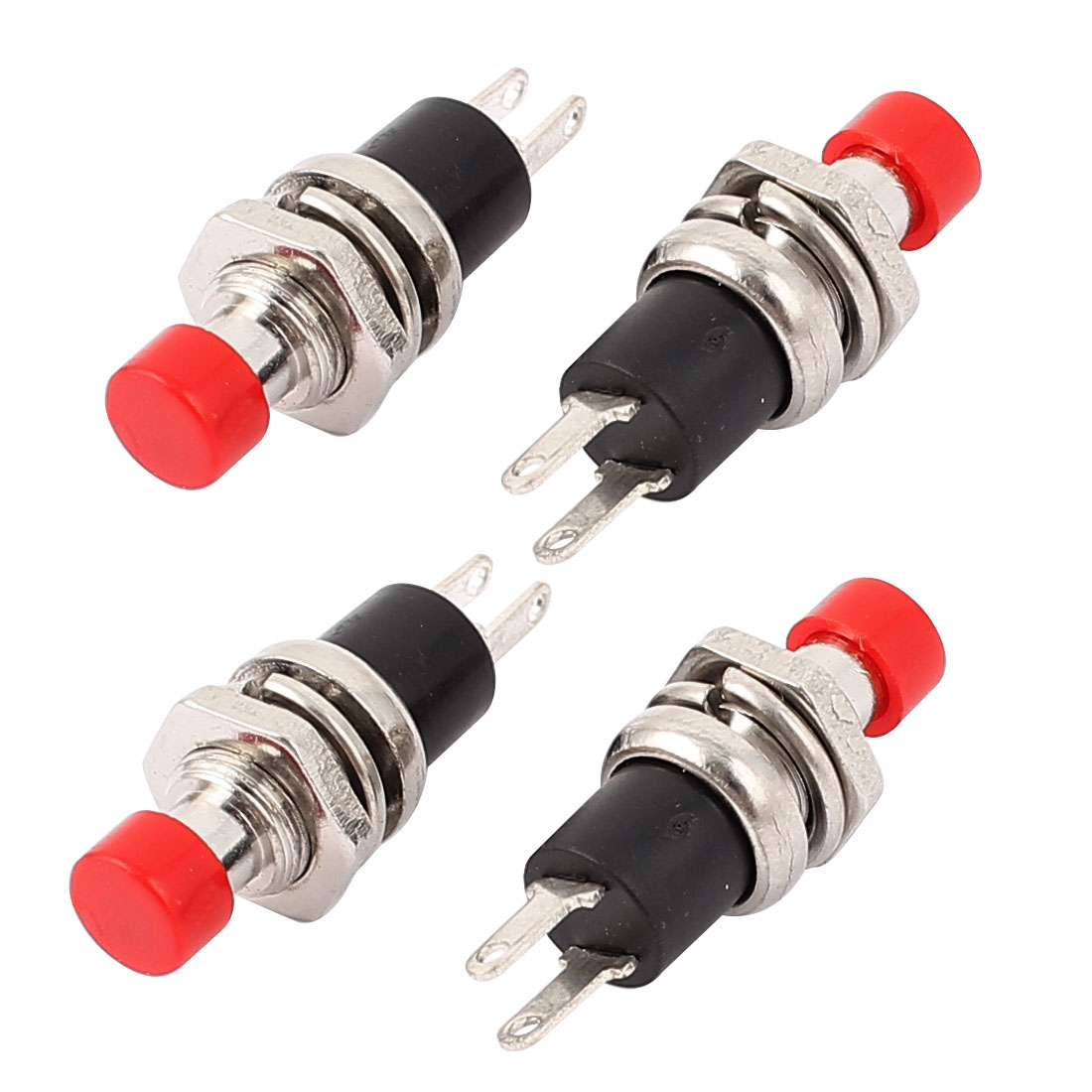 Unique Bargains 4pcs SPST Momentary OFF-ON Push Button Switch 10mm Red
