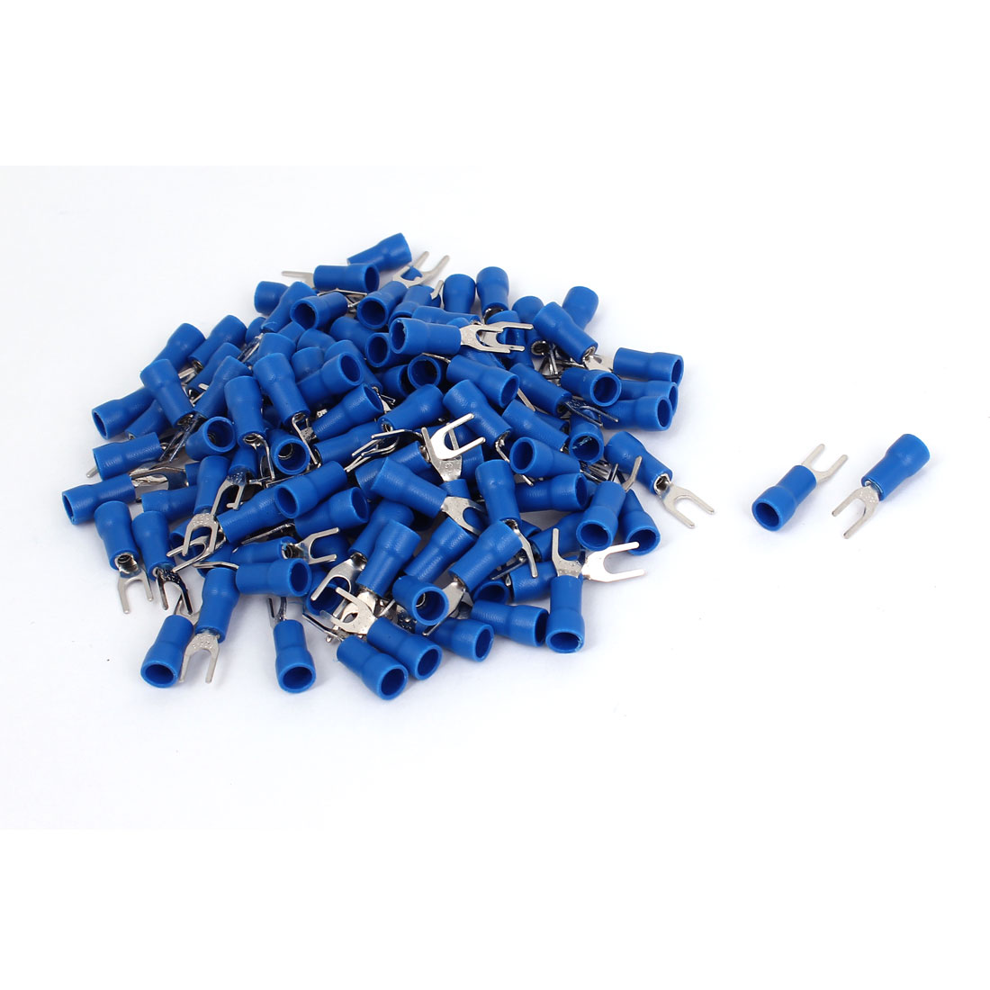 Unique Bargains 220 Pcs Blue 4# AWG 22-16 SV1.25-3 19A Wire Connector Insulated Fork Terminals