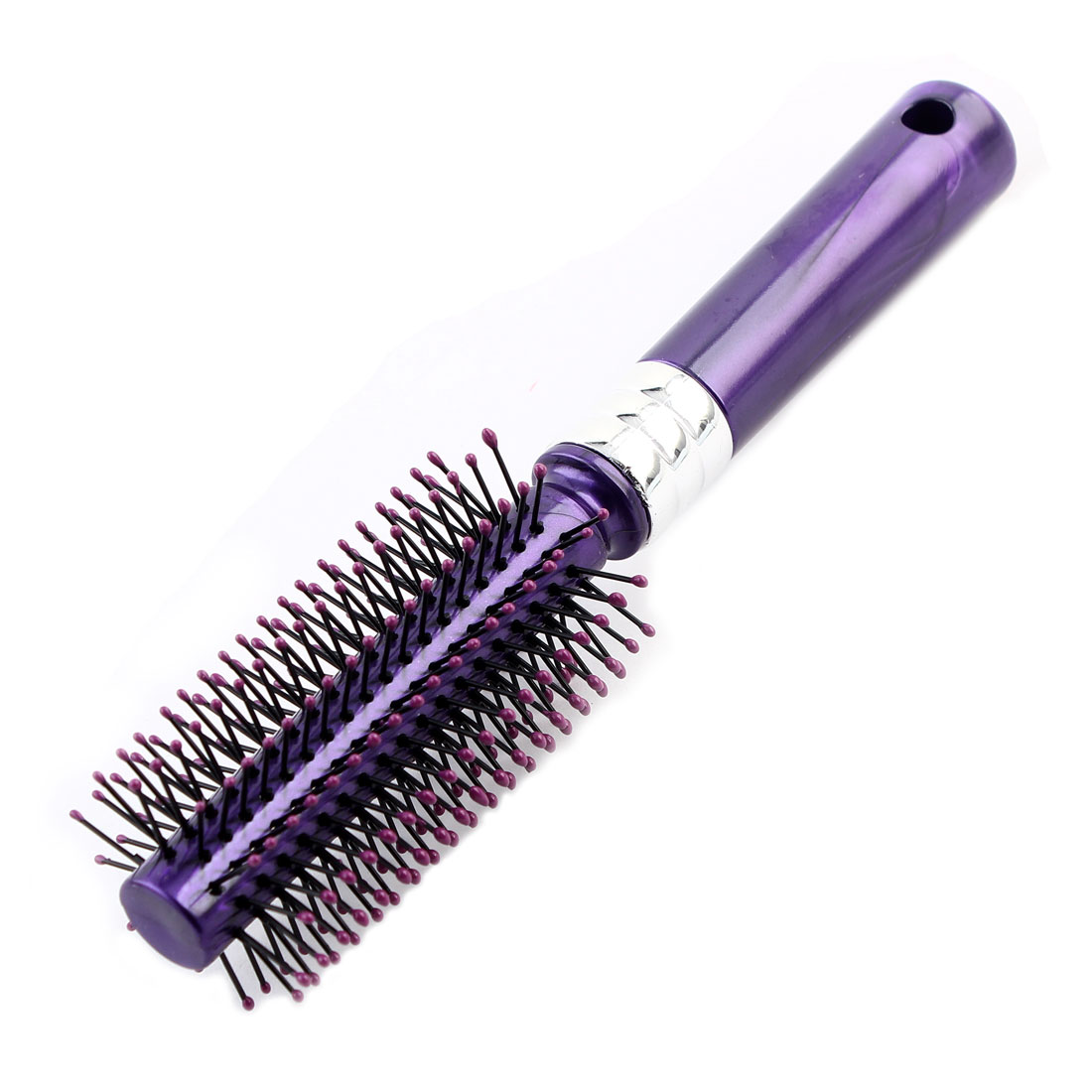 Unique Bargains Plastic Round Bristle Curly Hairdressing Hair Comb Brush Hairbrush Purple