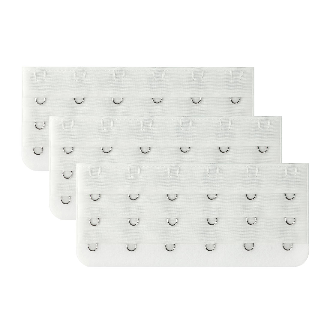 Unique Bargains Women's 3 Rows 6 Hooks Adjustable Brassiere Eye Tape Strap Extender 3 Pcs White
