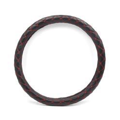 Unique Bargains 47cm Outer Dia. Black Faux Leather Red Quilted Stitch Pattern Car Truck Steering Wheel Cover