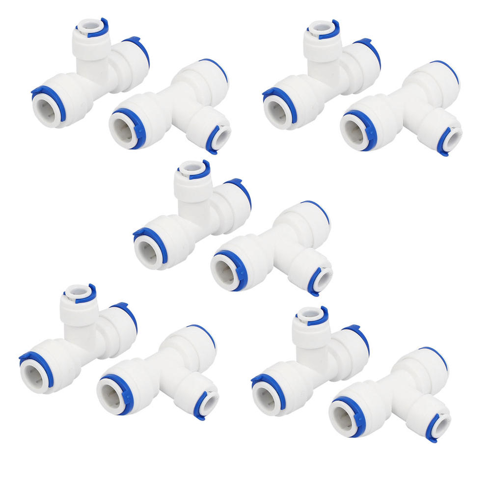 Unique Bargains 3/8"x3/8"x1/4" 3 Way Tube Quick Push in Connector 10pcs for RO Water System