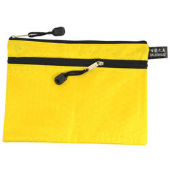Unique Bargains Hexagon Printed Yellow Nylon Double Layers A5 Paper File Document Zipper Bag