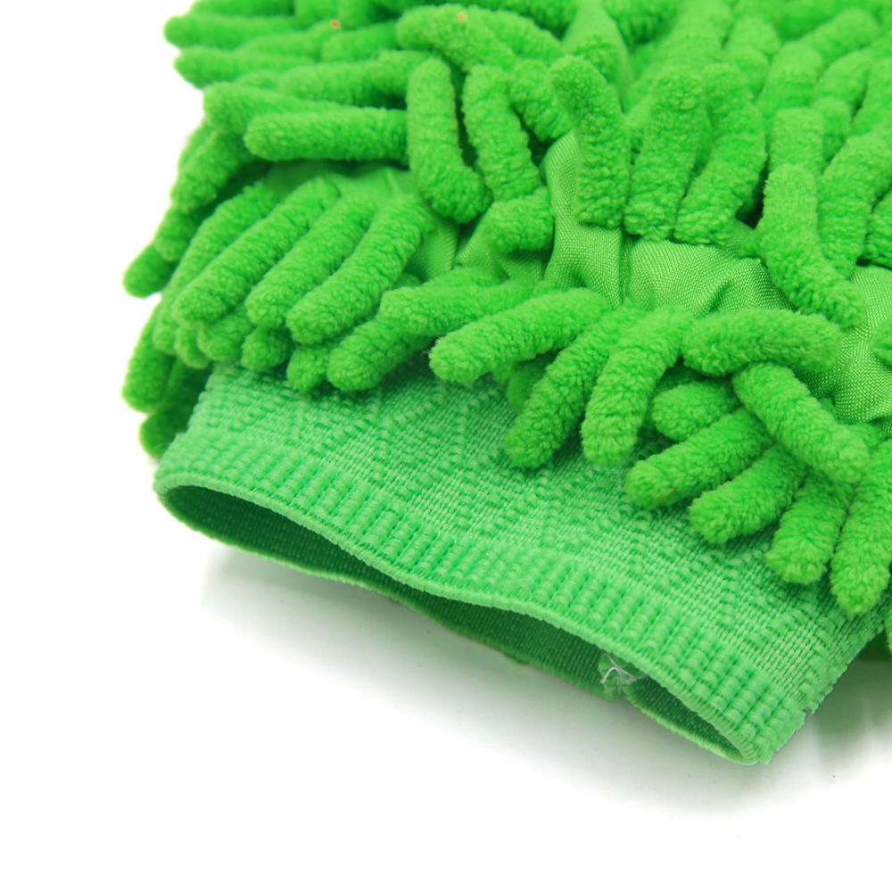 Unique Bargains Green Microfiber Chenille Washing Cleaning Glove Mitten for Car Automobile