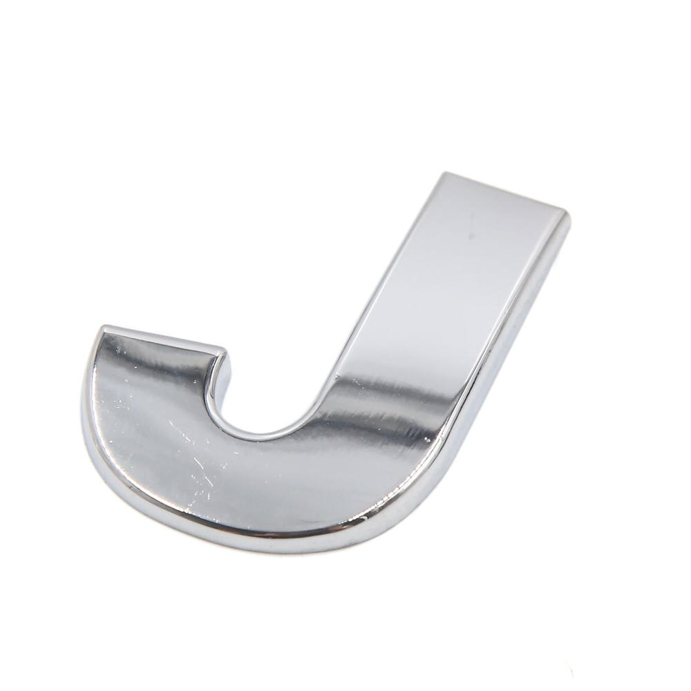 Unique Bargains Silver Tone Metal J Letter Shaped Alphabet Sticker Emblem Badge Decals for Car