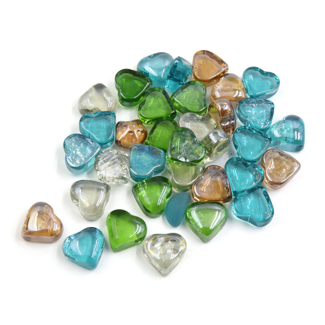 Unique Bargains 500g Multicolor Glass Heart Shaped Fish Tank Aquarium Decor Pebble Bead Stones
