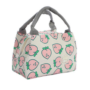 Unique Bargains Lunch Bag Box Travel Cotton Linen Print