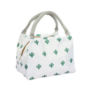 Unique Bargains Insulated Lunch Bag Box Travel Oxford Fabric Lunch Tote Bag Dinner Warmer Cooler Pouch Bag With Zipper Closure Cactus Pattern