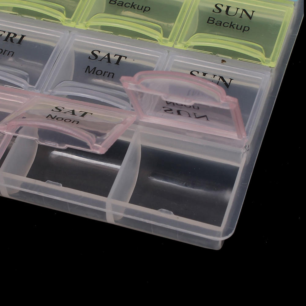 Unique Bargains 28 Compartment 7 Day Pill Box Tablet Holder Medicine Dispenser Organizer Storage