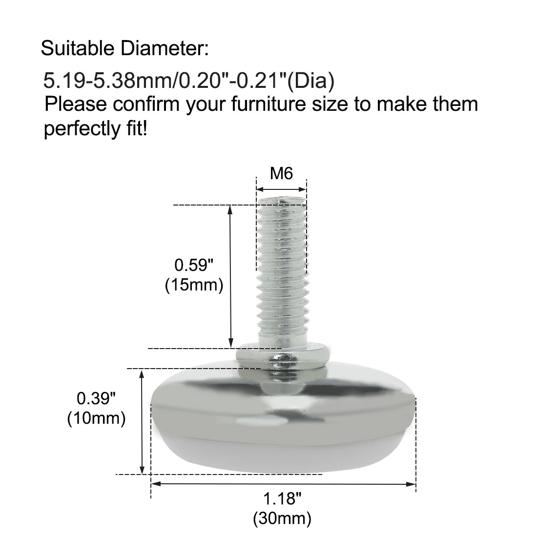 Unique Bargains M6 X 15 X 30mm Furniture Leveling Feet Adjustable
