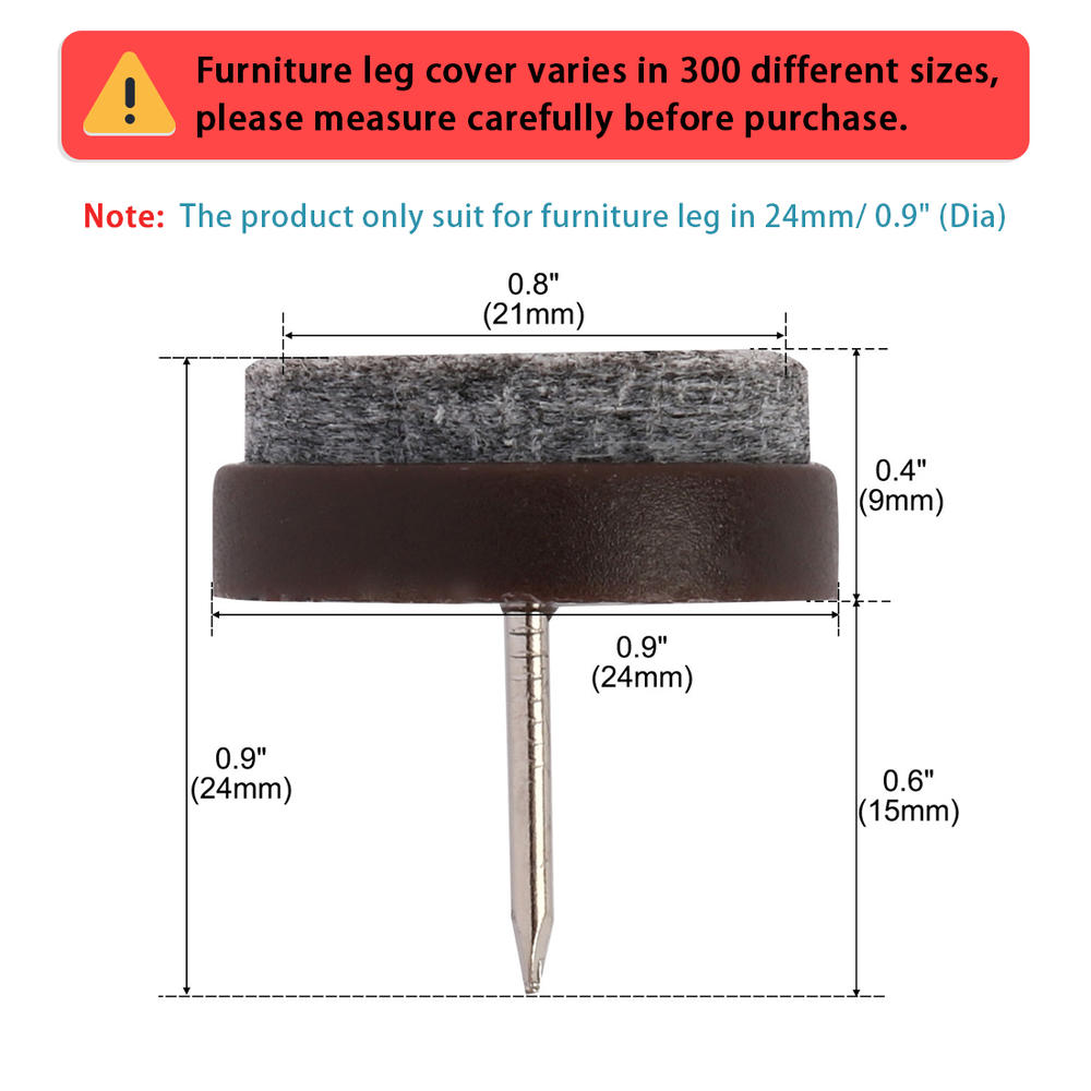 Unique Bargains Table Chair Cabinet Furniture Feet Leg Floor Protector Felt Pad Nails Pack of 24