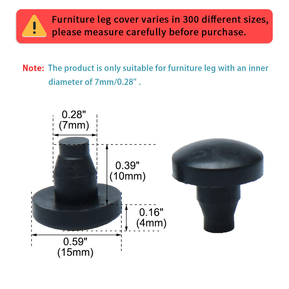 Unique Bargains 24pcs 7mm Black Stem Bumpers, Patio Outdoor Furniture Glass Table Top Embedded