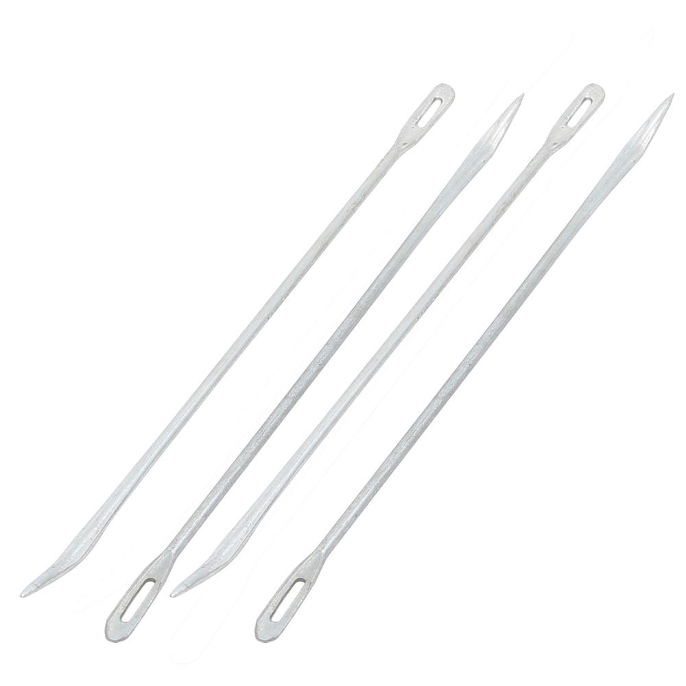 Unique Bargains Metal Curved Bent Tip Bag Packing Sewing Stitching Needles Silver Tone 4 Pcs