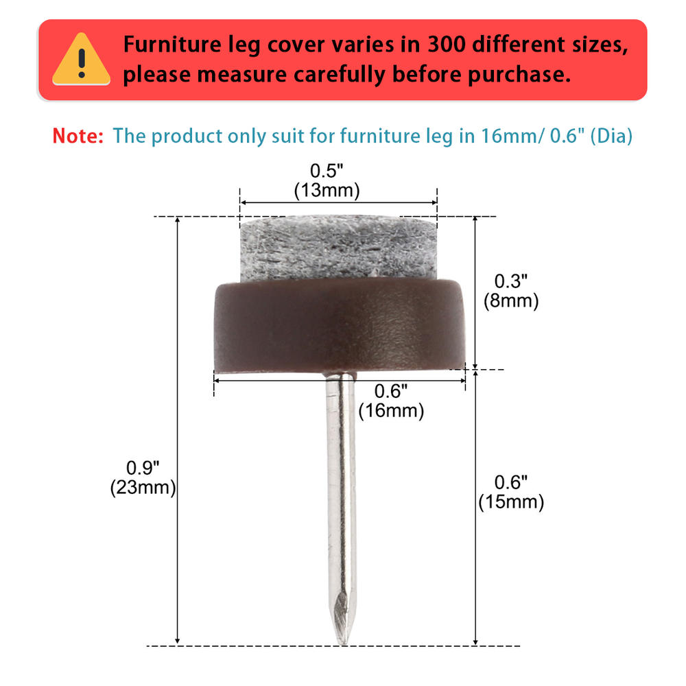 Unique Bargains Desk Furniture Feet Legs Floor Protector Felt Pad Nails 16mm Diameter Pack of 90