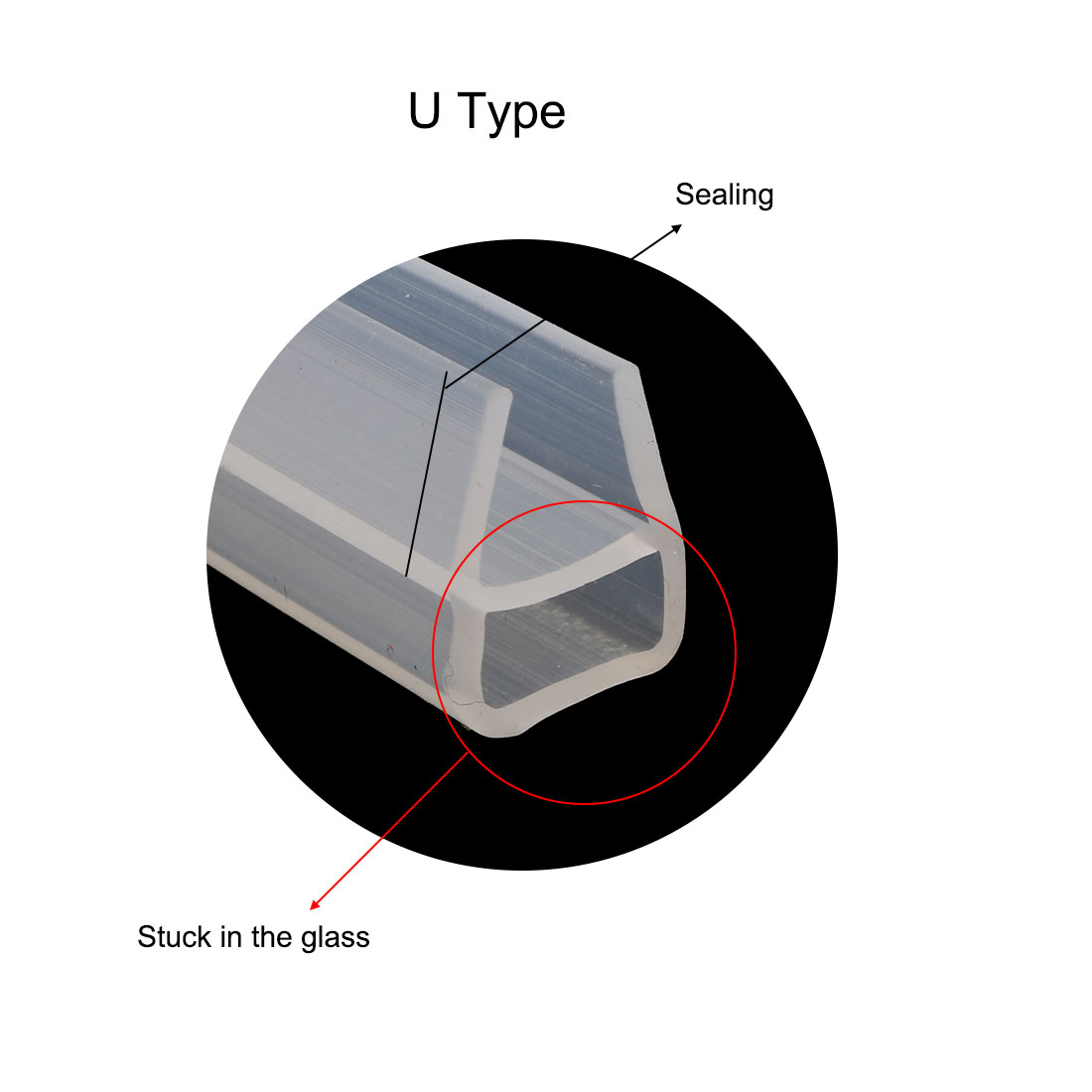 Unique Bargains U Type Frameless Shower Door Bottom Seal for 1/2 inch Glass, 9.8 Ft Length