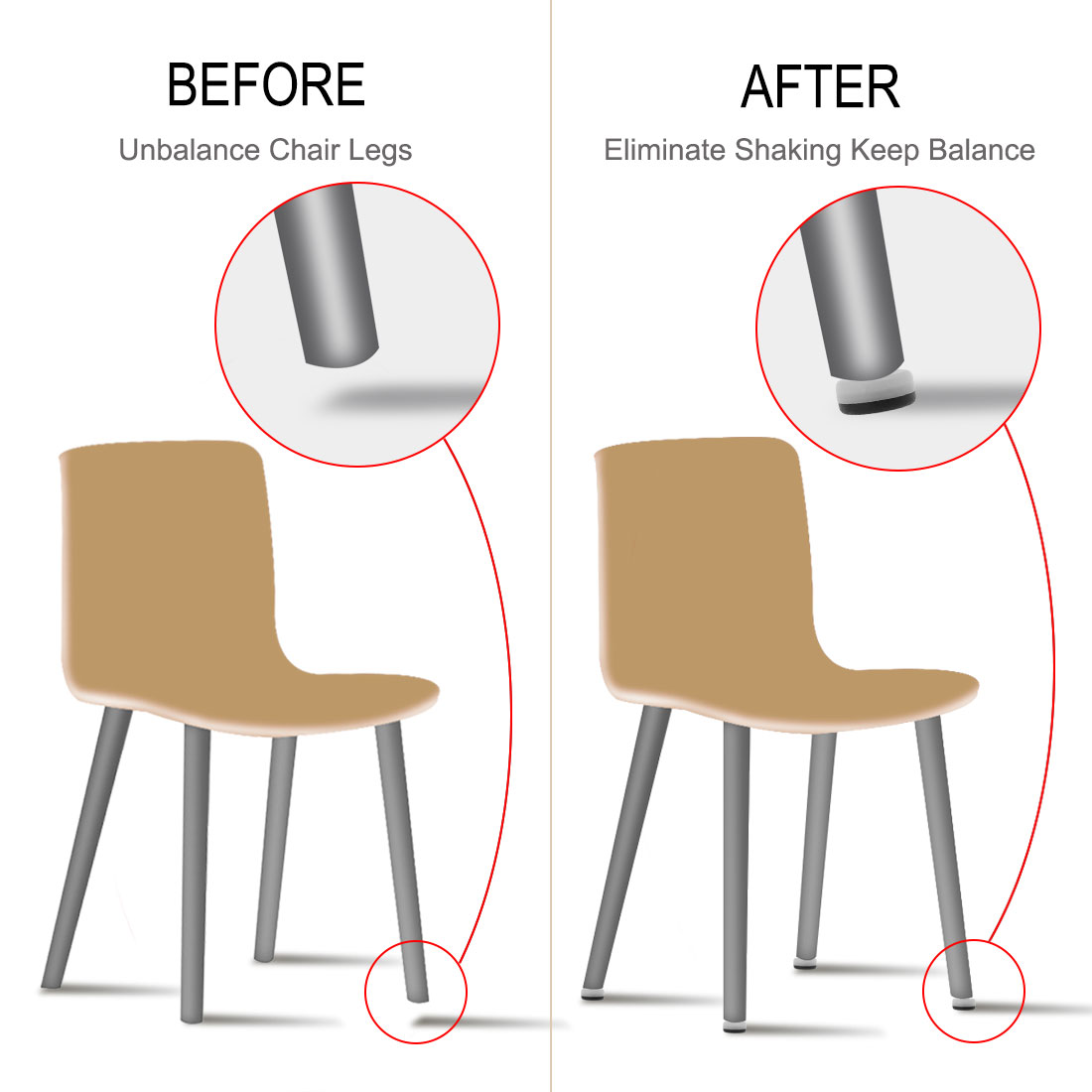 Unique Bargains M10 x 20 x 30mm Furniture Glide Leveler Feet Floor Protector for Chair Leg 24pcs