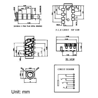 Unique Bargains A18102400ux0472 3 5 Mm Audio Jack Connector Pcb Mount Female Socket 8 Pin Pj 393 20pcs