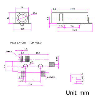 Unique Bargains A18102400ux0485 3 5 Mm Audio Jack Connector Pcb Mount Female Socket 5 Pin Pj 328 5pcs