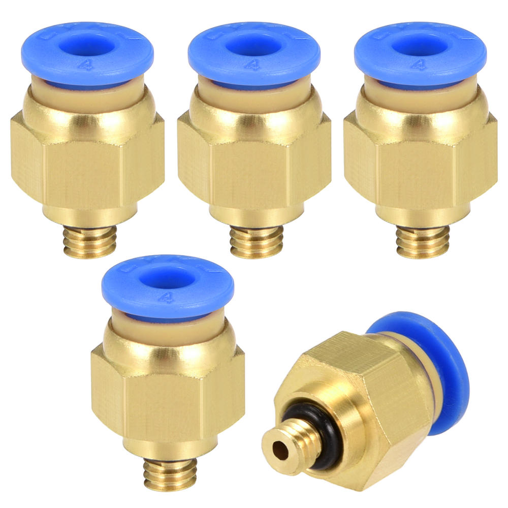 Unique Bargains 5 Pcs Pneumatic Straight Quick Fitting 4mm Thread M5 One Touch Hose Connector