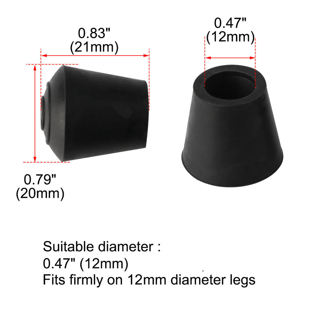 Unique Bargains Rubber Leg Cap Tip Cup Feet Cover 12mm 1/2" Inner Dia 14pcs for Furniture Table