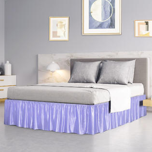 Unique Bargains Satin Silk Bed Skirt 300 Thread-Count Dust Ruffle with ...