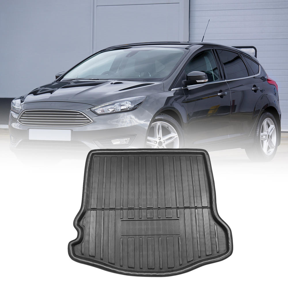 Unique Bargains Black Rear Trunk Boot Liner Cargo Mat Floor Tray for 2012-2017 Ford Focus