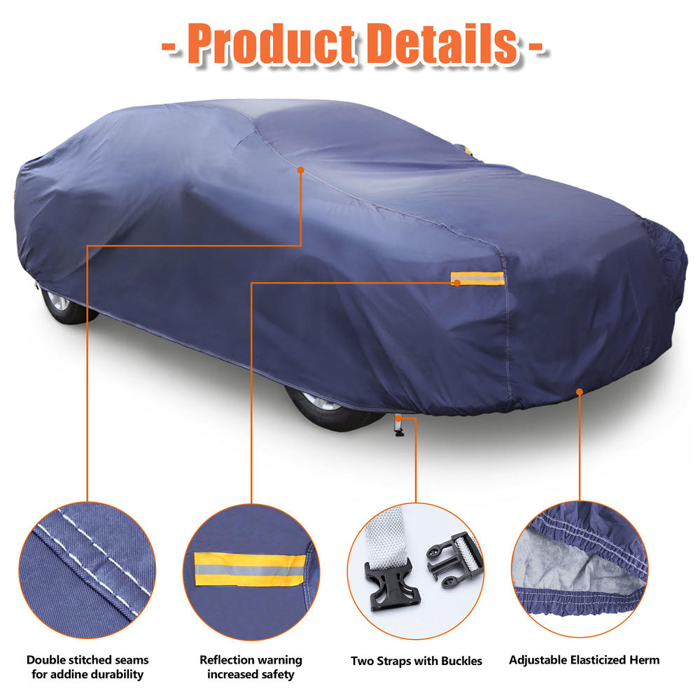 Unique Bargains 3XXL+ Blue Car Cover Breathable Rain Snow Sun Heat Resistant 570 x 190 x 160cm