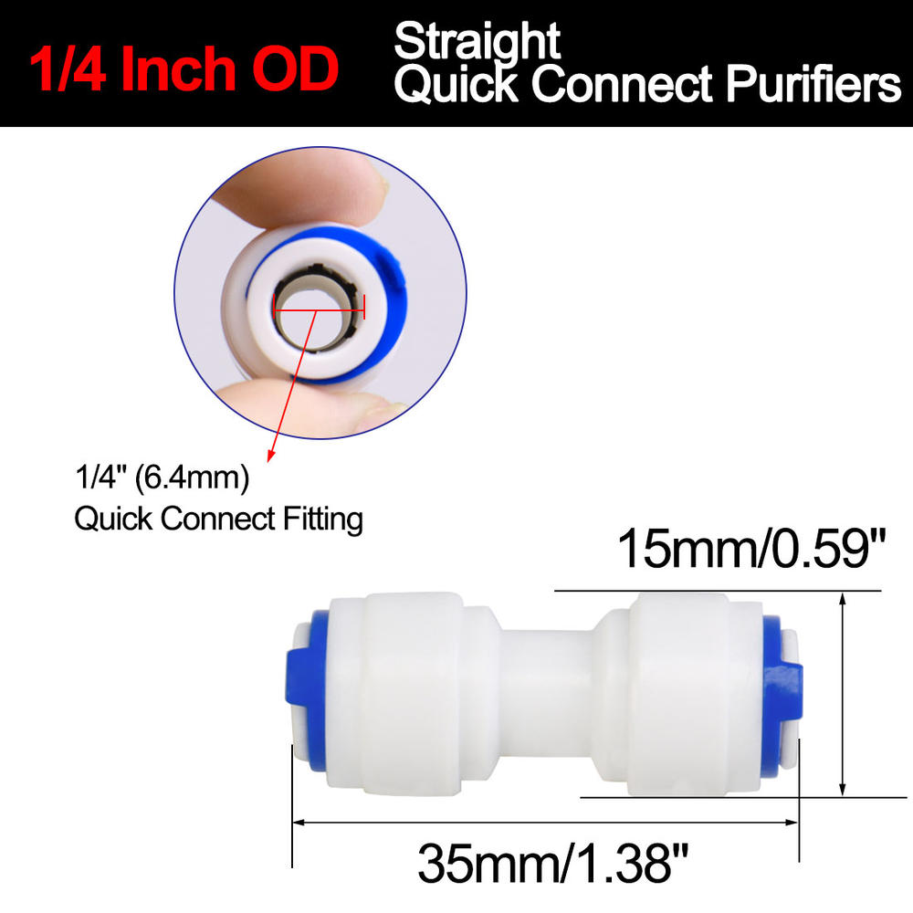 Unique Bargains 1/4 Inch OD Straight Quick Connect Purifiers Tube Push in Fittings 10pcs