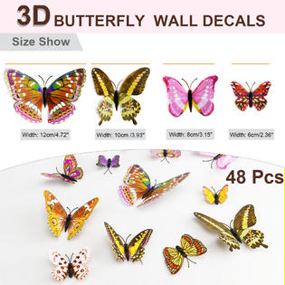 Unique Bargains 48pcs 3d Butterfly Wall Sticker Decal With Stickers For Bedrooms Home Decor,Home Decor Cricut Cartridge Images