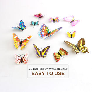 Unique Bargains 48pcs 3d Butterfly Wall Sticker Decal With Stickers For Bedrooms Home Decor