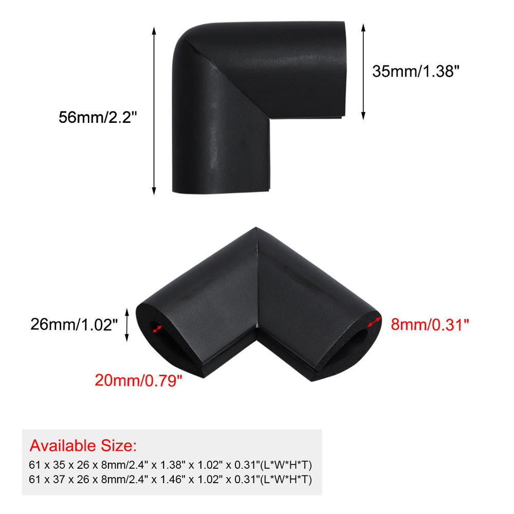 Unique Bargains Desk Edge Foam U Shape Corners Cushion Guard Strip Bumper Protector 2pcs Black