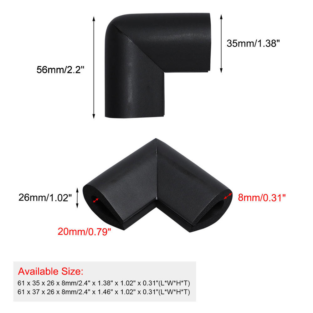 Unique Bargains Desk Edge Foam U Shape Corners Cushion Guard Strip Bumper Protector 8pcs Black