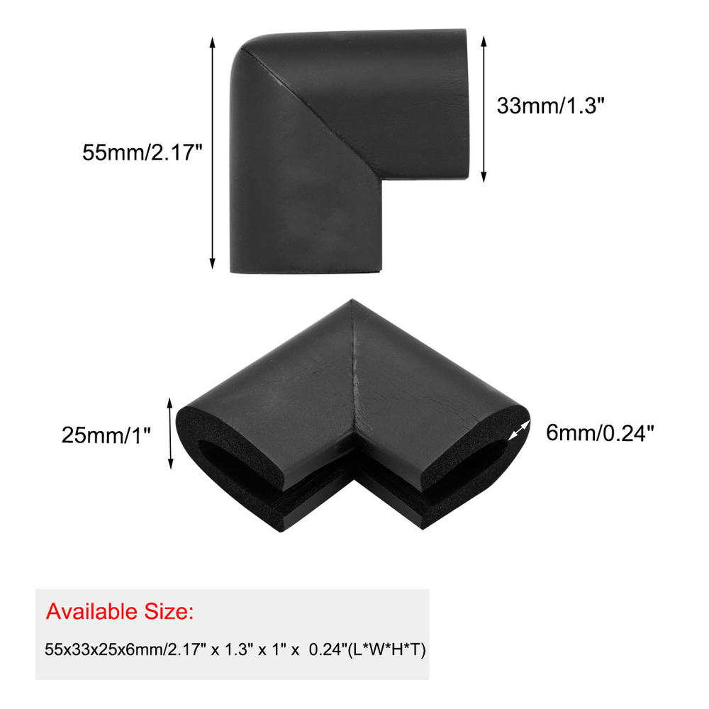 Unique Bargains 6pcs Furniture Edge Foam Corner Guard Cushion Protector w Self-stick, Black