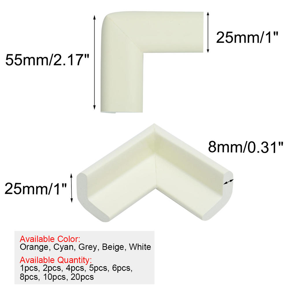 Unique Bargains Furniture Edge Foam Corner Guard Cushion Angle Protector w Self-stick, White