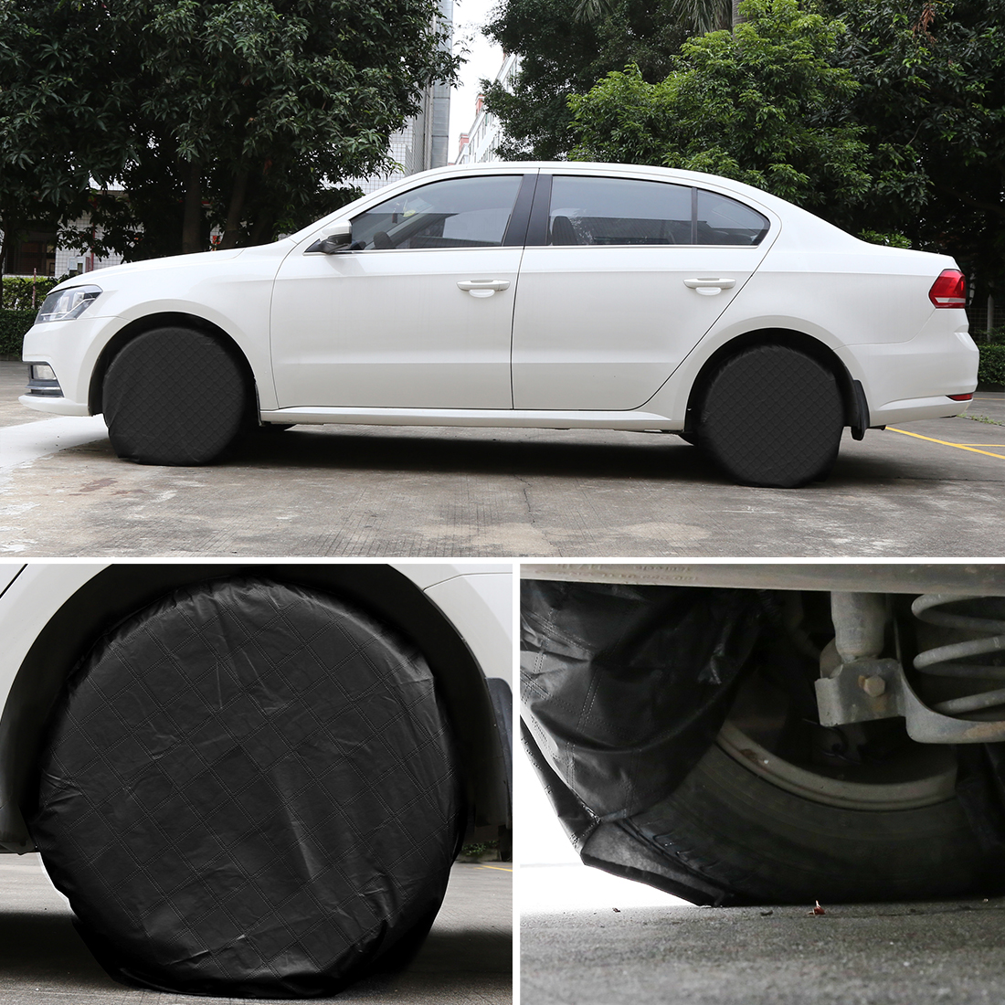 Unique Bargains 4pcs Tire Covers Aluminum Film Tire Protector for Car RV Trailer Wheel 33''-35''
