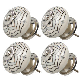 Unique Bargains 4pcs Ceramic Vintage Knobs Drawer Round Pulls For