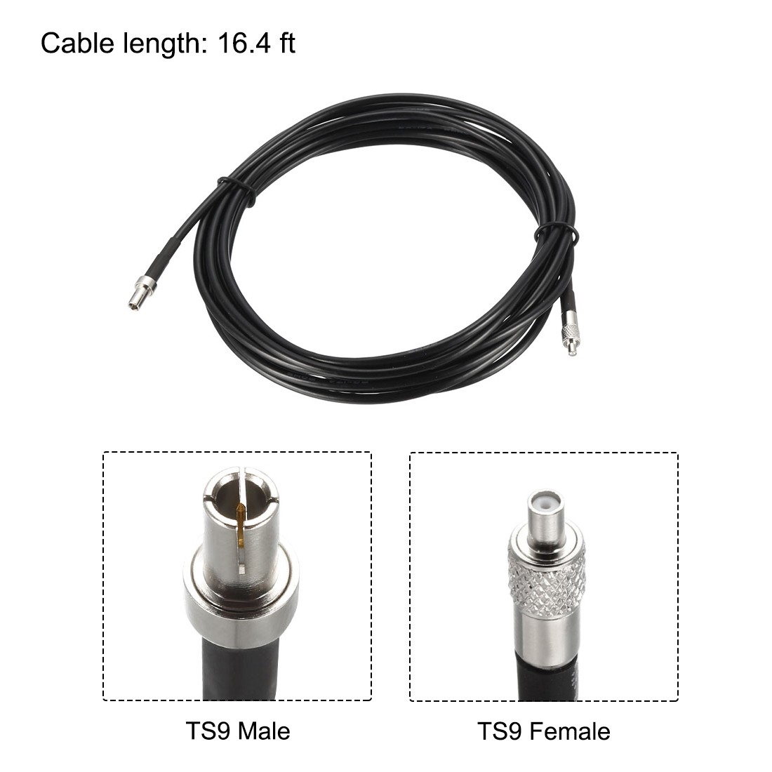 Unique Bargains TS9 Male to TS9 Female RF Coaxial Extension Cable RG174 Jumper Cable 16.4 ft