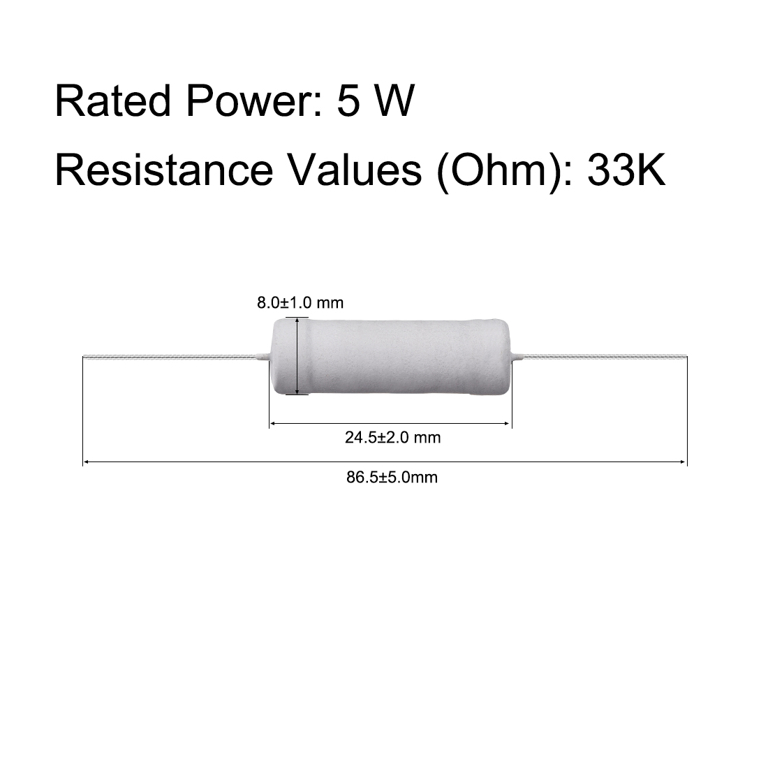 Unique Bargains 50 Pcs 5W 5 Watt Metal Oxide Film Resistor Axial Lead 33K Ohm ±5% Tolerance