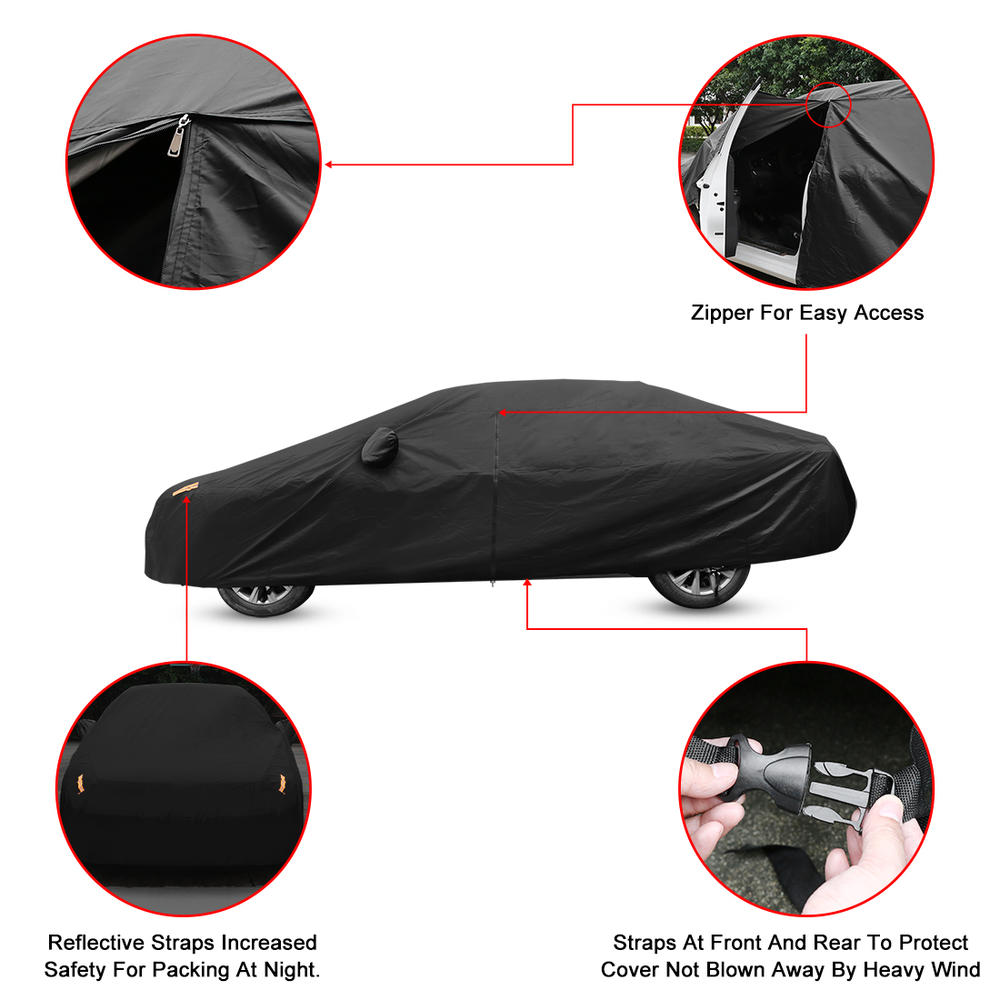 Unique Bargains YM Black Car Cover Outdoor Waterproof Breathable Snow Heat Resistant 460x180