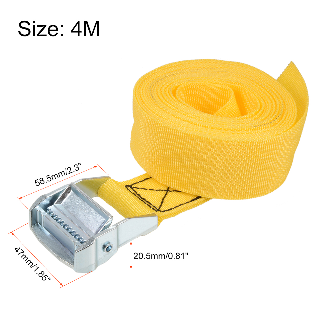 Unique Bargains 4Mx38mm Lashing Strap Cargo Tie Down with Cam Buckle 500Kg Work Load, Yellow
