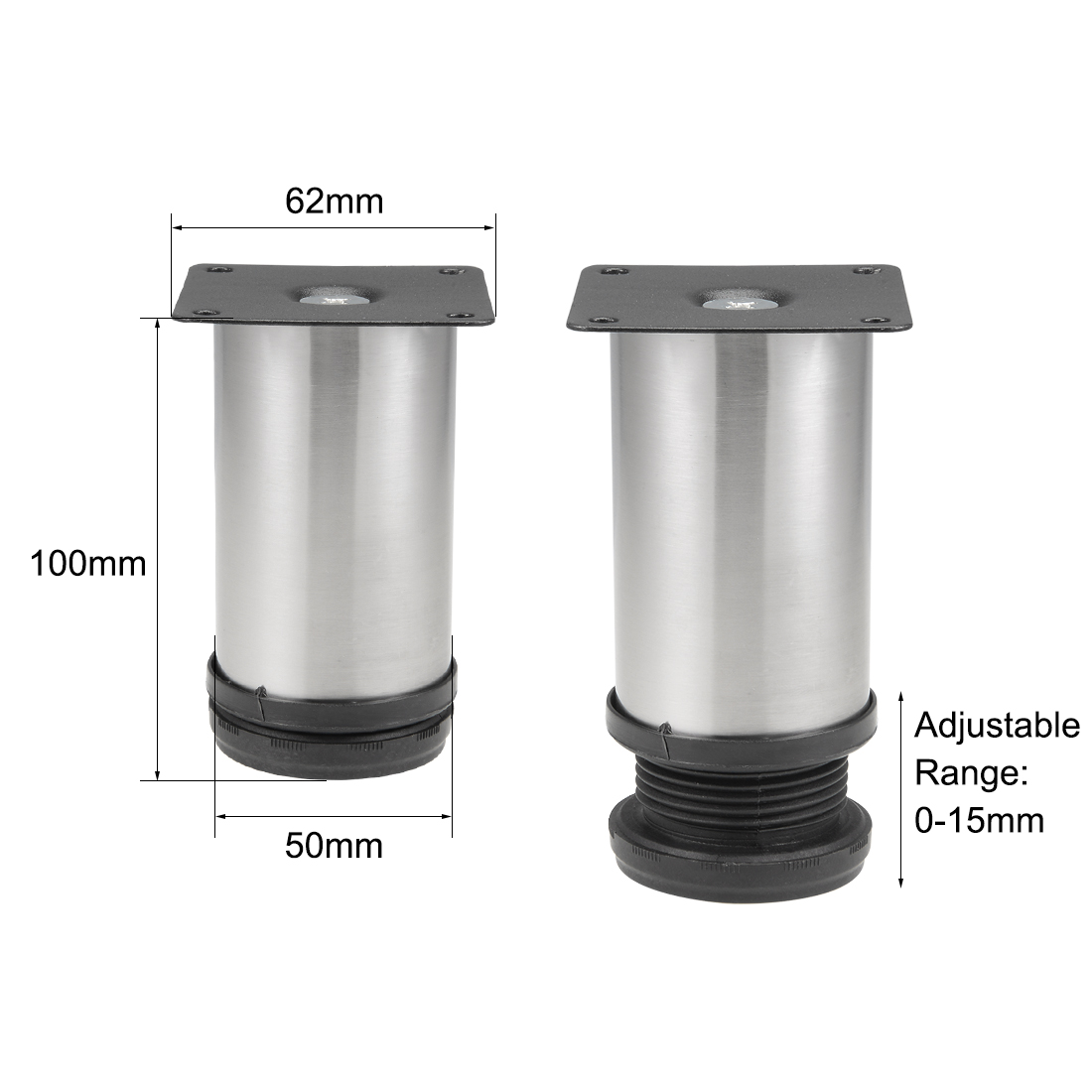 Unique Bargains Furniture Legs Stainless Steel 100mm 115mm Adjustable Table Feet 2pcs